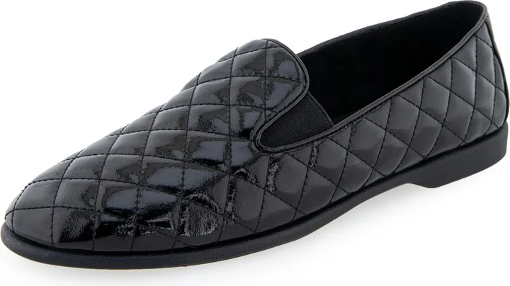 Black Quilted Patent Faux Leather
