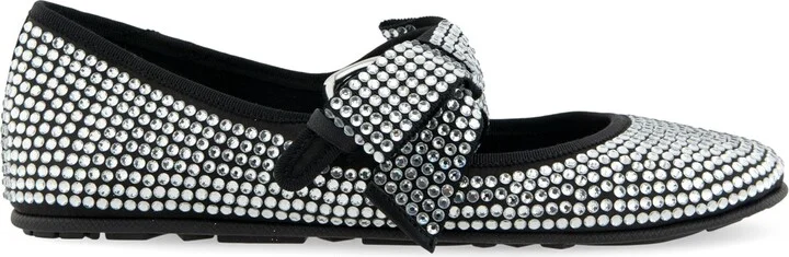 Aerosoles Women's Poppy Bow Mary Jane Flats - Black Satin Fabric, Crystals - Image 2
