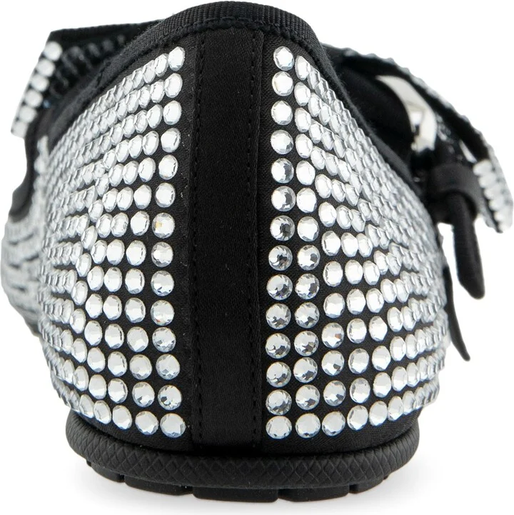 Aerosoles Women's Poppy Bow Mary Jane Flats - Black Satin Fabric, Crystals - Image 3