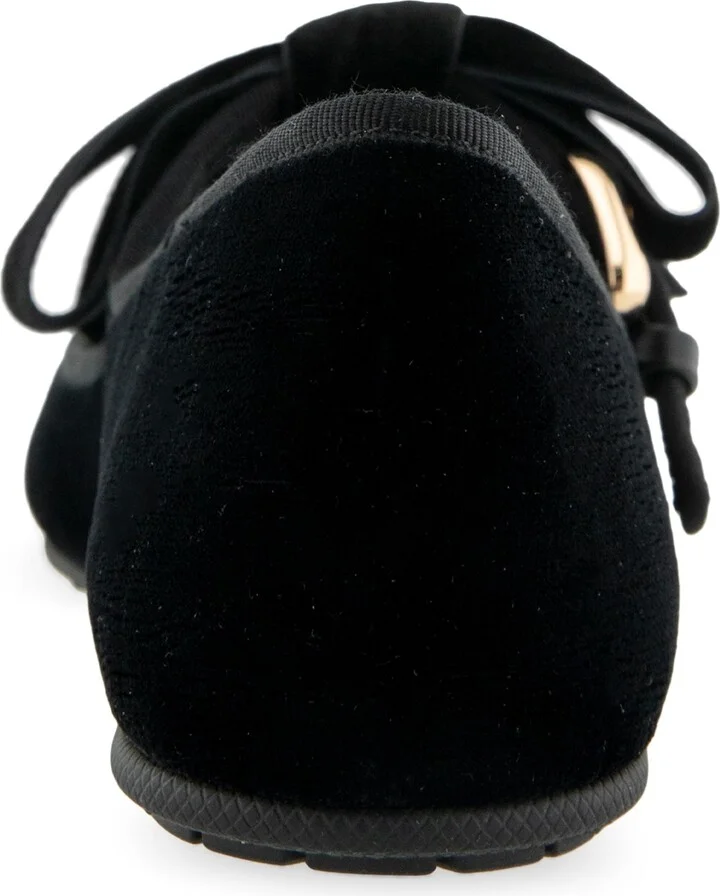 Aerosoles Women's Poppy Bow Mary Jane Flats - Black Satin Fabric, Crystals - Image 8