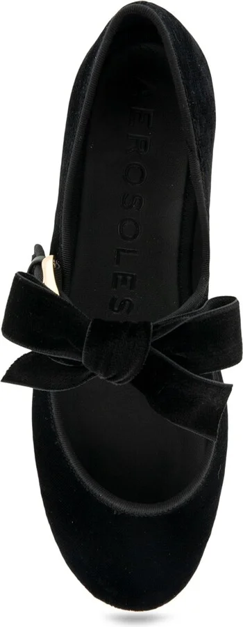 Aerosoles Women's Poppy Bow Mary Jane Flats - Black Satin Fabric, Crystals - Image 9