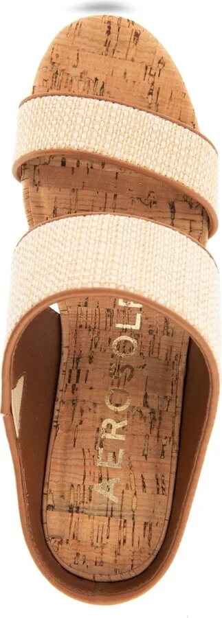 Aerosoles Women's Wheeler Round Toe Wedge Sandals - Natural/Tan Raffia - Image 4