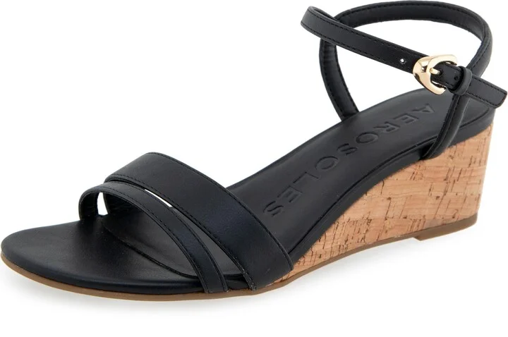 Black Faux Leather/Cork Heel