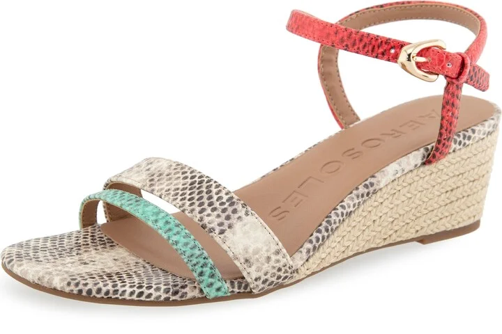 Mint/Coral/Roccia Embossed Snake Print