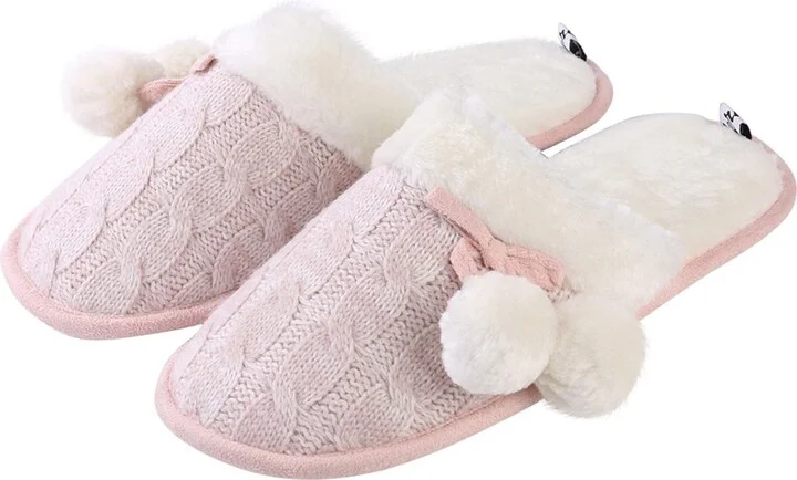 AERUSI Women's Pearly Pom Slipper Magenta Pink Size 8