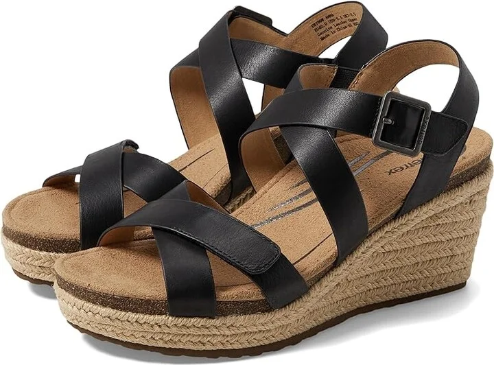 Aetrex Anna Women's Sandals Black : EU 43 (US Women's 11.5-12) M (B), Leather