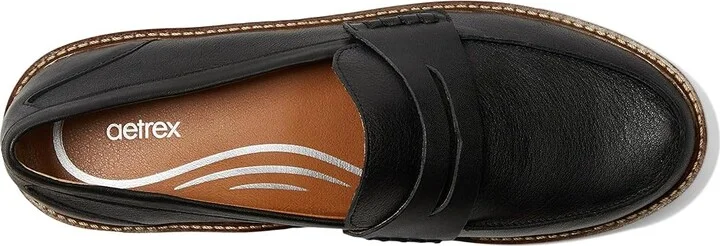 Aetrex Collette Women's Flat Shoes Black : EU 38 (US Women's 7.5-8) M (B), Leather - Image 2