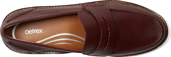 Aetrex Collette Women's Flat Shoes Burgundy : EU 38 (US Women's 7.5-8) M (B), Leather - Image 2