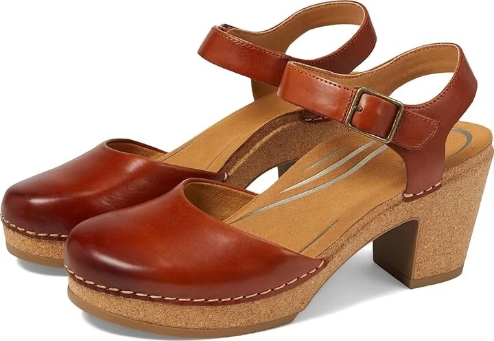 Aetrex Finley Women's Clog Shoes Cognac : EU 40 (US Women's 9-9.5) M (B), Leather