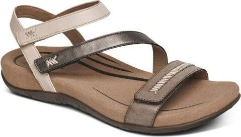 Aetrex Gabby Orthopedic Leather Arch Support Quarter Strappy Sandals For Women