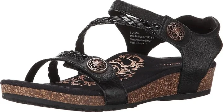 Aetrex Jillian Quarter Strap Women's Sandals Black : 6 M (B), Leather - Image 2