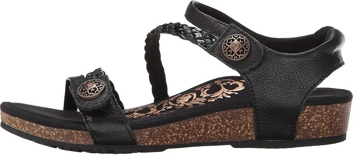 Aetrex Jillian Quarter Strap Women's Sandals Black : 6 M (B), Leather - Image 7