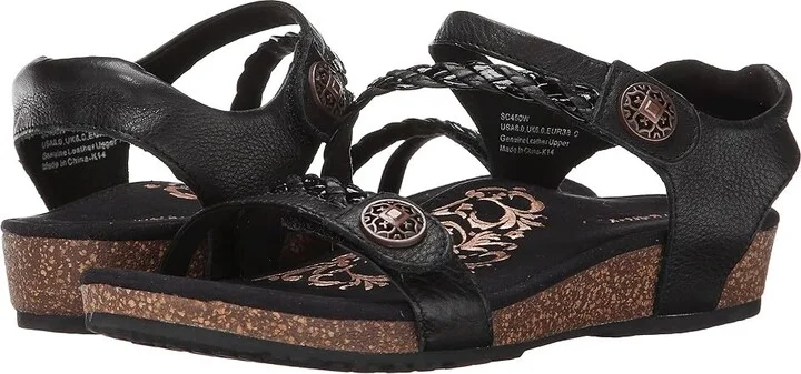 Aetrex Jillian Quarter Strap Women's Sandals Black : 6 M (B), Leather