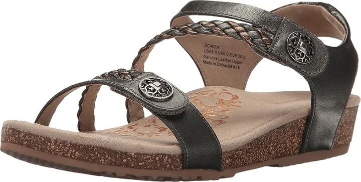 Aetrex Jillian Quarter Strap Women's Sandals Gunmetal : 5 M (B), Leather - Image 2