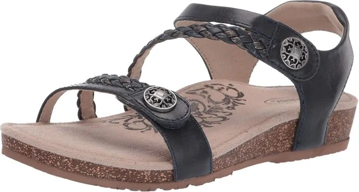 Aetrex Jillian Quarter Strap Women's Sandals Navy : 5 M (B), Leather - Image 2