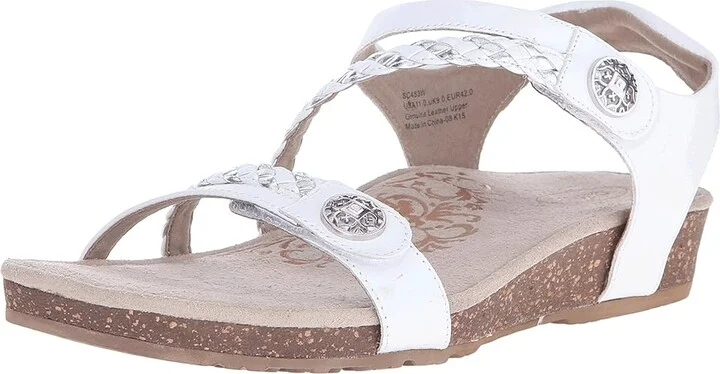 Aetrex Jillian Quarter Strap Women's Sandals White : 5 M (B), Leather - Image 2