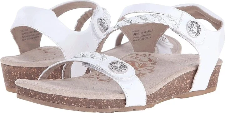 Aetrex Jillian Quarter Strap Women's Sandals White : 5 M (B), Leather