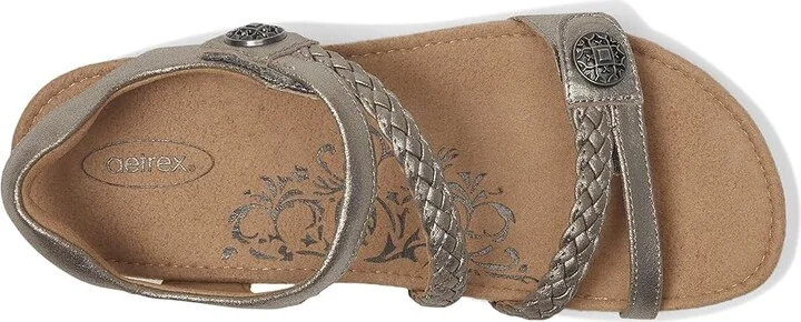 Aetrex Jillian Women's Flat Shoes Brushed Silver : 9 M (B), Leather - Image 2
