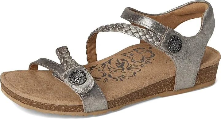 Aetrex Jillian Women's Flat Shoes Brushed Silver : 9 M (B), Leather - Image 5