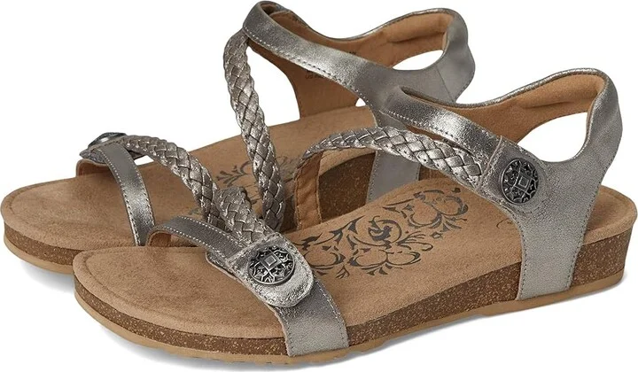 Aetrex Jillian Women's Flat Shoes Brushed Silver : 9 M (B), Leather