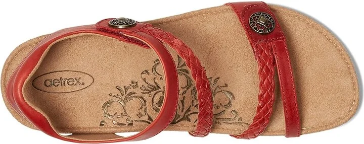 Aetrex Jillian Women's Flat Shoes Red : 5 M (B), Leather - Image 2