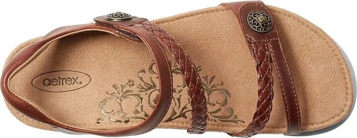 Aetrex Jillian Women's Flat Shoes Walnut : 5 M (B), Leather - Image 2
