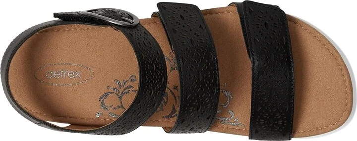 Aetrex Lilly Women's Sandals Black Cutout : 6 M (B), Leather - Image 2