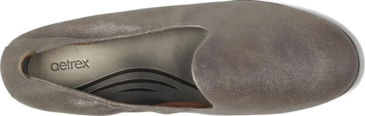 Aetrex Liz Women's Flat Shoes Brushed Silver : EU 36 (US Women's 6-6.5) M (B), EVA/Leather/Polyester - Image 2