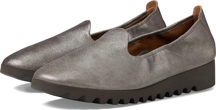 Aetrex Liz Women's Flat Shoes Brushed Silver : EU 36 (US Women's 6-6.5) M (B), EVA/Leather/Polyester