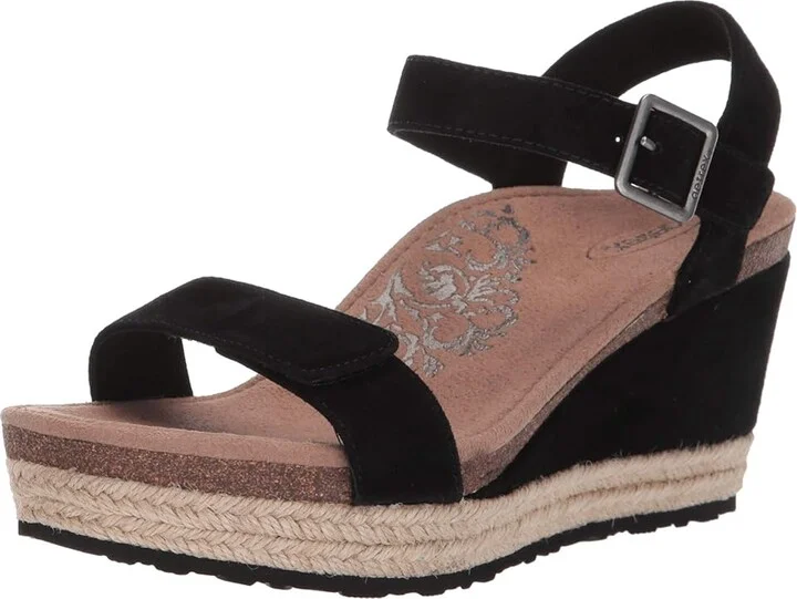 Aetrex Sydney Women's Wedge Shoes Black : EU 36 (US Women's 6-6.5) M (B), Suede - Image 2