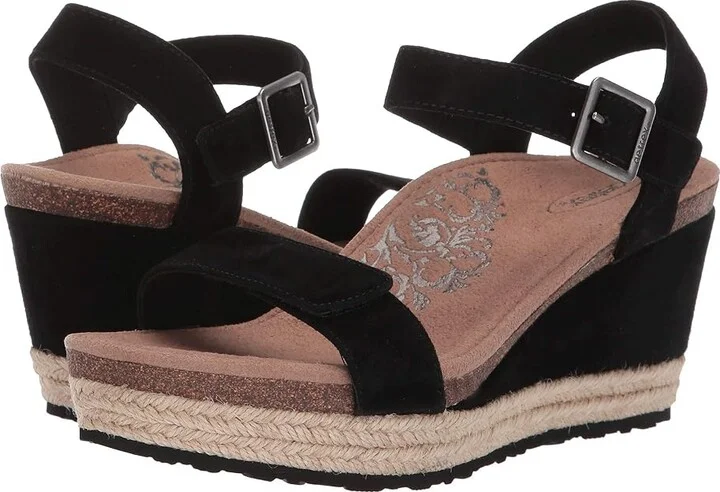 Aetrex Sydney Women's Wedge Shoes Black : EU 36 (US Women's 6-6.5) M (B), Suede