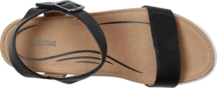 Aetrex Sydney Women's Wedge Shoes Black Leather : EU 37 (US Women's 7) M (B), Suede/Leather - Image 2