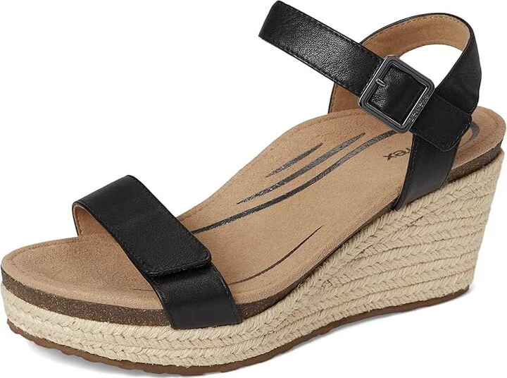 Aetrex Sydney Women's Wedge Shoes Black Leather : EU 37 (US Women's 7) M (B), Suede/Leather - Image 5
