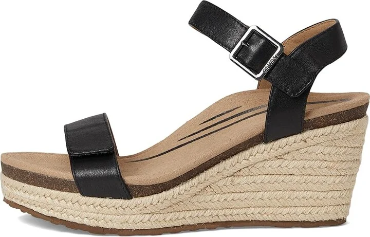 Aetrex Sydney Women's Wedge Shoes Black Leather : EU 37 (US Women's 7) M (B), Suede/Leather - Image 6