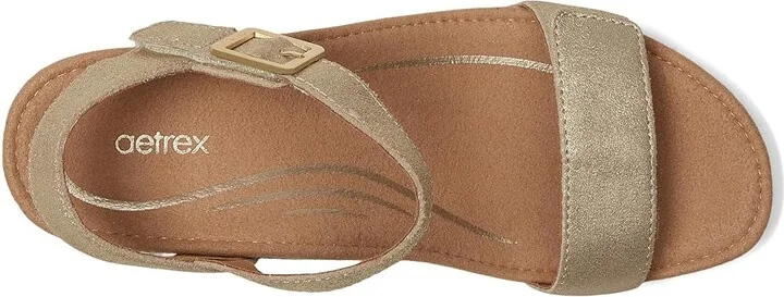 Aetrex Sydney Women's Wedge Shoes Champagne : EU 38 (US Women's 7.5-8) M (B), Suede - Image 2