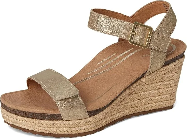 Aetrex Sydney Women's Wedge Shoes Champagne : EU 38 (US Women's 7.5-8) M (B), Suede - Image 5