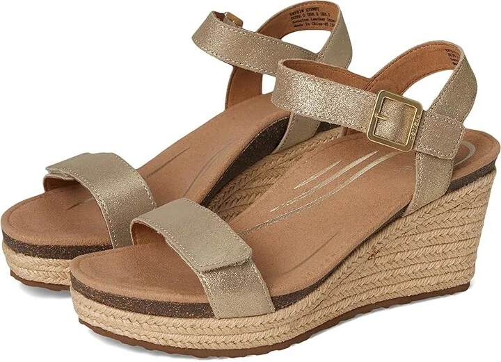 Aetrex Sydney Women's Wedge Shoes Champagne : EU 38 (US Women's 7.5-8) M (B), Suede
