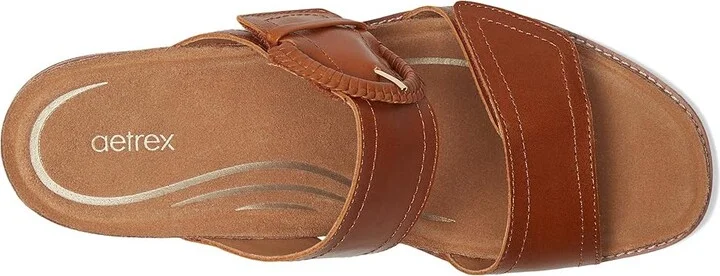 Aetrex Tatiana Women's Sandals Cognac : EU 37 (US Women's 7) M (B), Leather/Rubber - Image 2
