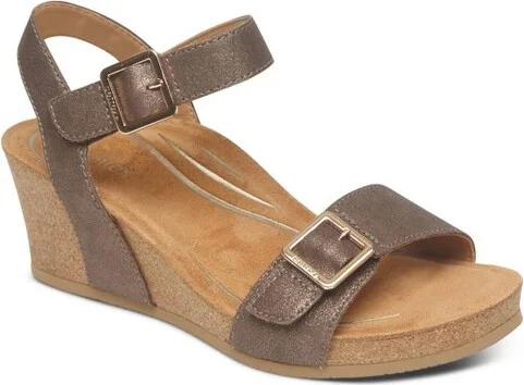 Aetrex Women Lexa Quarter Strap Wedge