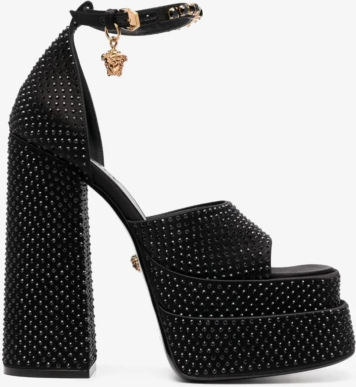 Aevitas 140 Medusa Crystal-Embellished Platform Sandals