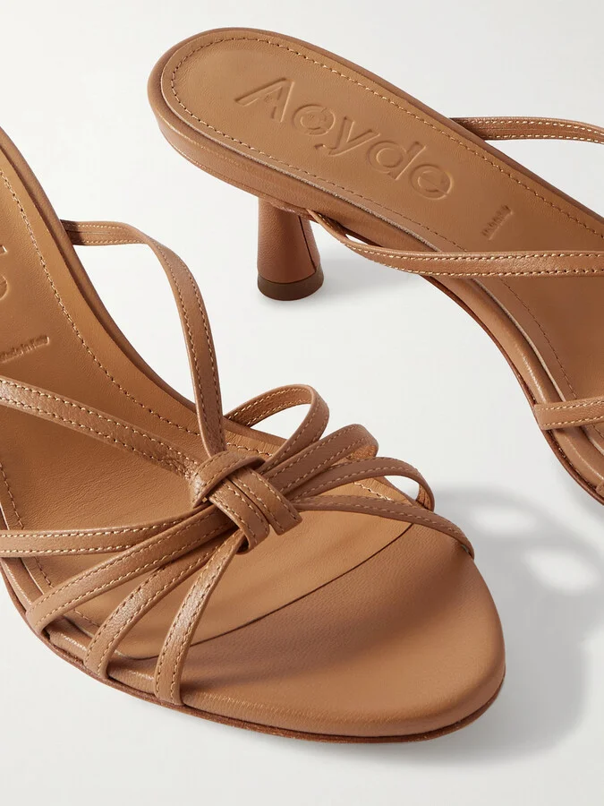 Aeyde - Abby Knotted Leather Sandals - Brown - Image 4