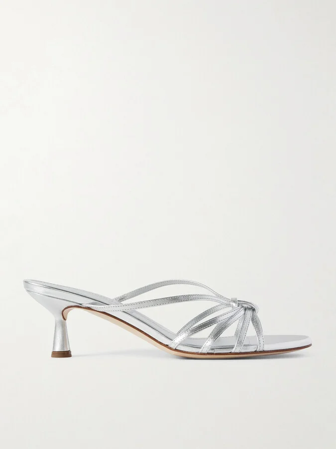 Aeyde - Abby Knotted Metallic Leather Mules - Silver