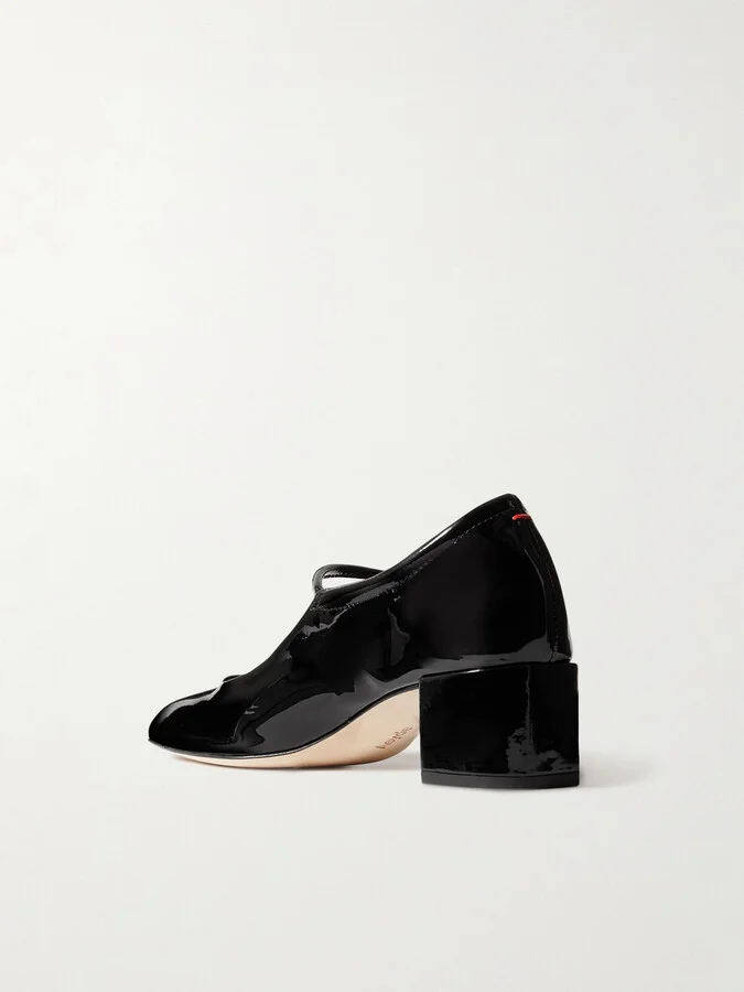 Aeyde - Aline Patent-leather Mary Jane Pumps - Black - Image 3