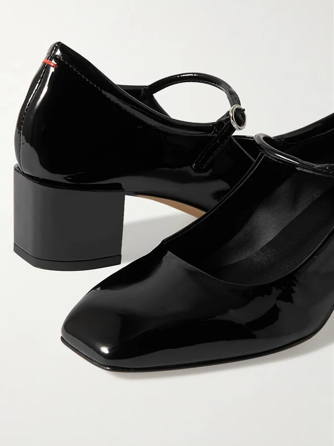 Aeyde - Aline Patent-leather Mary Jane Pumps - Black - Image 4