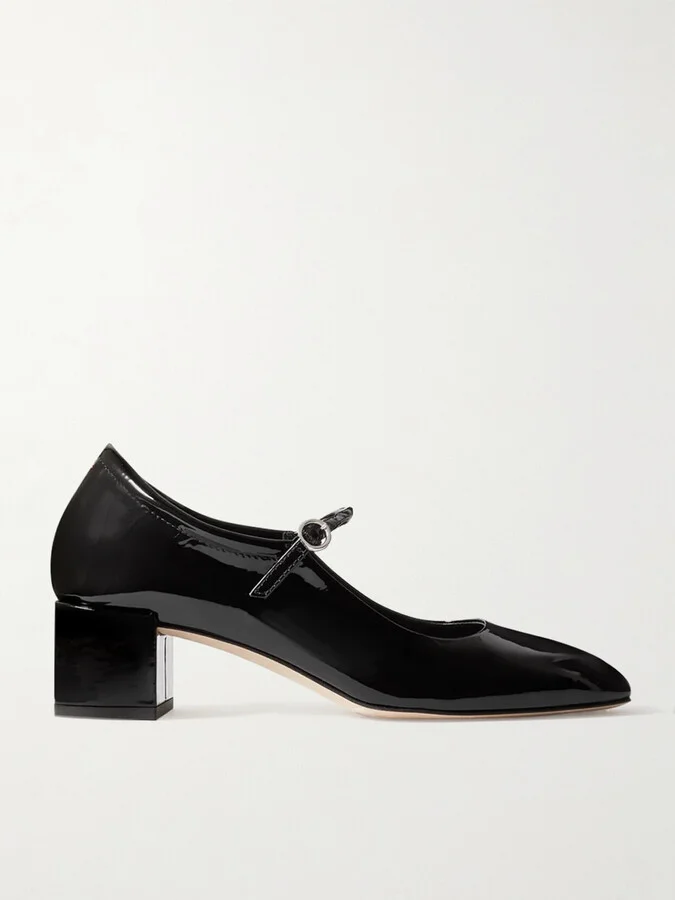 Aeyde - Aline Patent-leather Mary Jane Pumps - Black
