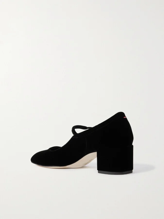 Aeyde - Aline Velvet Mary Jane Pumps - Black - Image 3