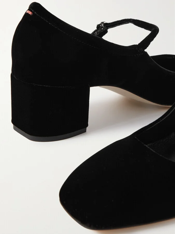 Aeyde - Aline Velvet Mary Jane Pumps - Black - Image 4