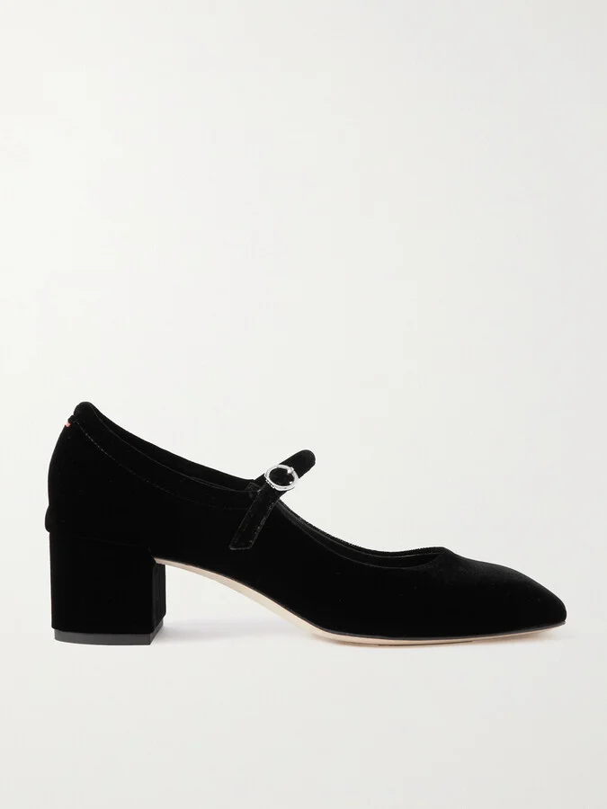 Aeyde - Aline Velvet Mary Jane Pumps - Black