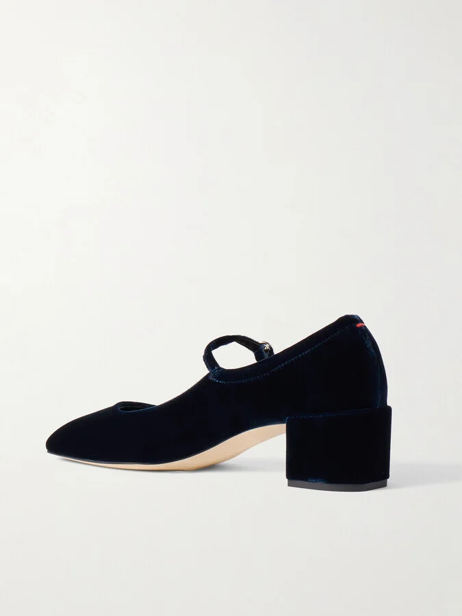 Aeyde - Aline Velvet Mary Jane Pumps - Blue - Image 3