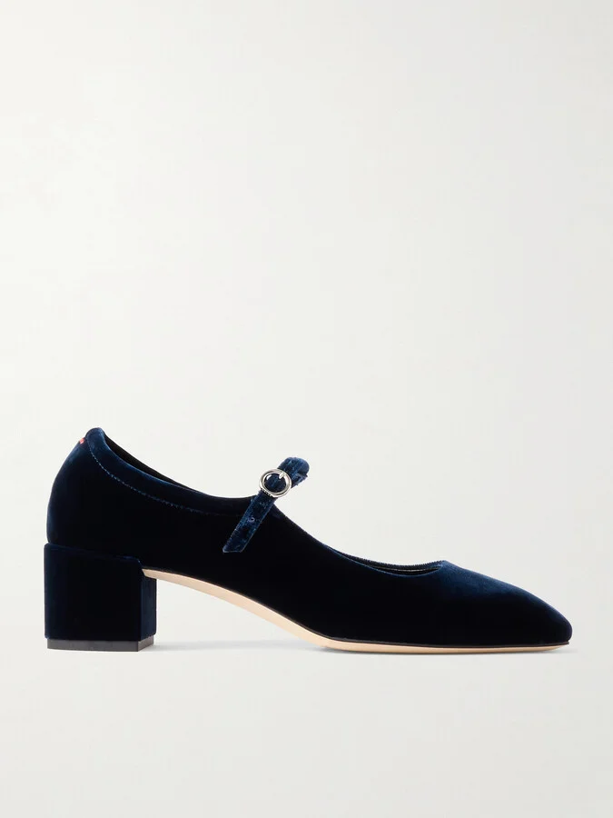 Aeyde - Aline Velvet Mary Jane Pumps - Blue